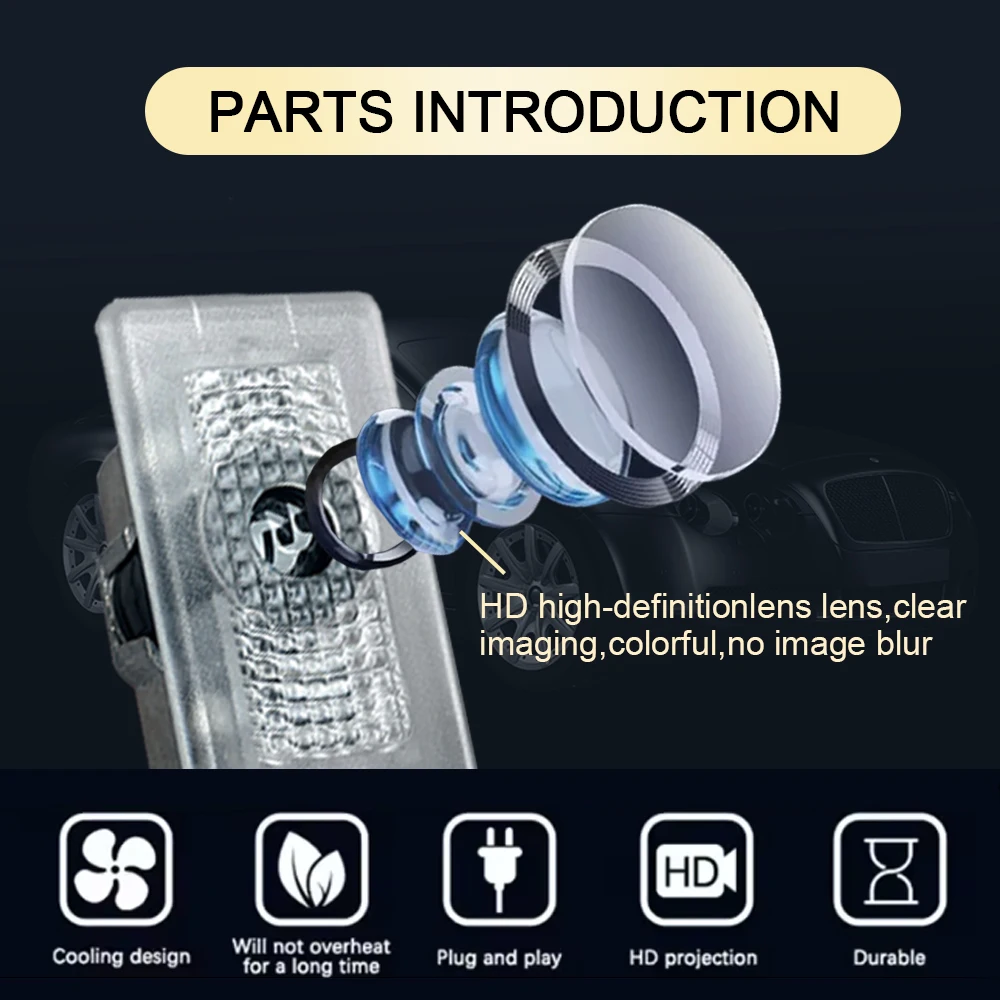For T-es-la car welcome light Model 3 S Y X model door pattern illumination floor projection light 3D HD laser ghost light