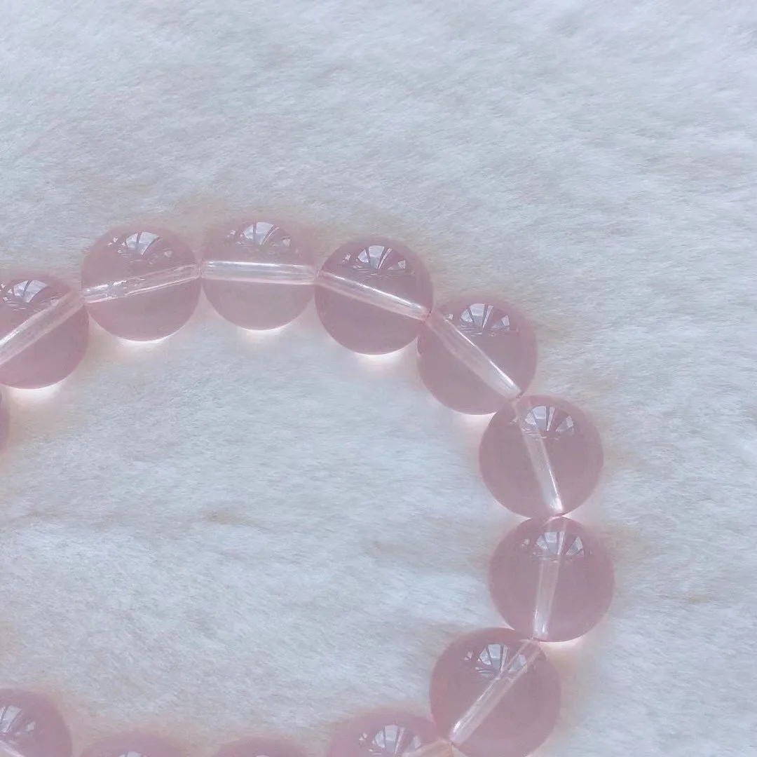 14mm Natural Pink Rose Quartz Bracelet Jewelry For Woman Lady Men Beauty Gift Healing Crystal Star Light Beads Strands AAAAA