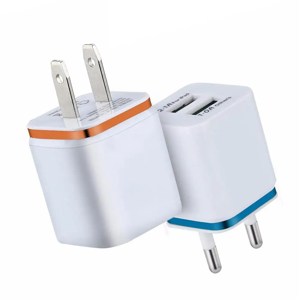 1/2PCS Portable Travel Charger Dual Ports USB Charger Power Adapter 2.1A Fast Charger Adapter for Mobile Phone Wall Charger