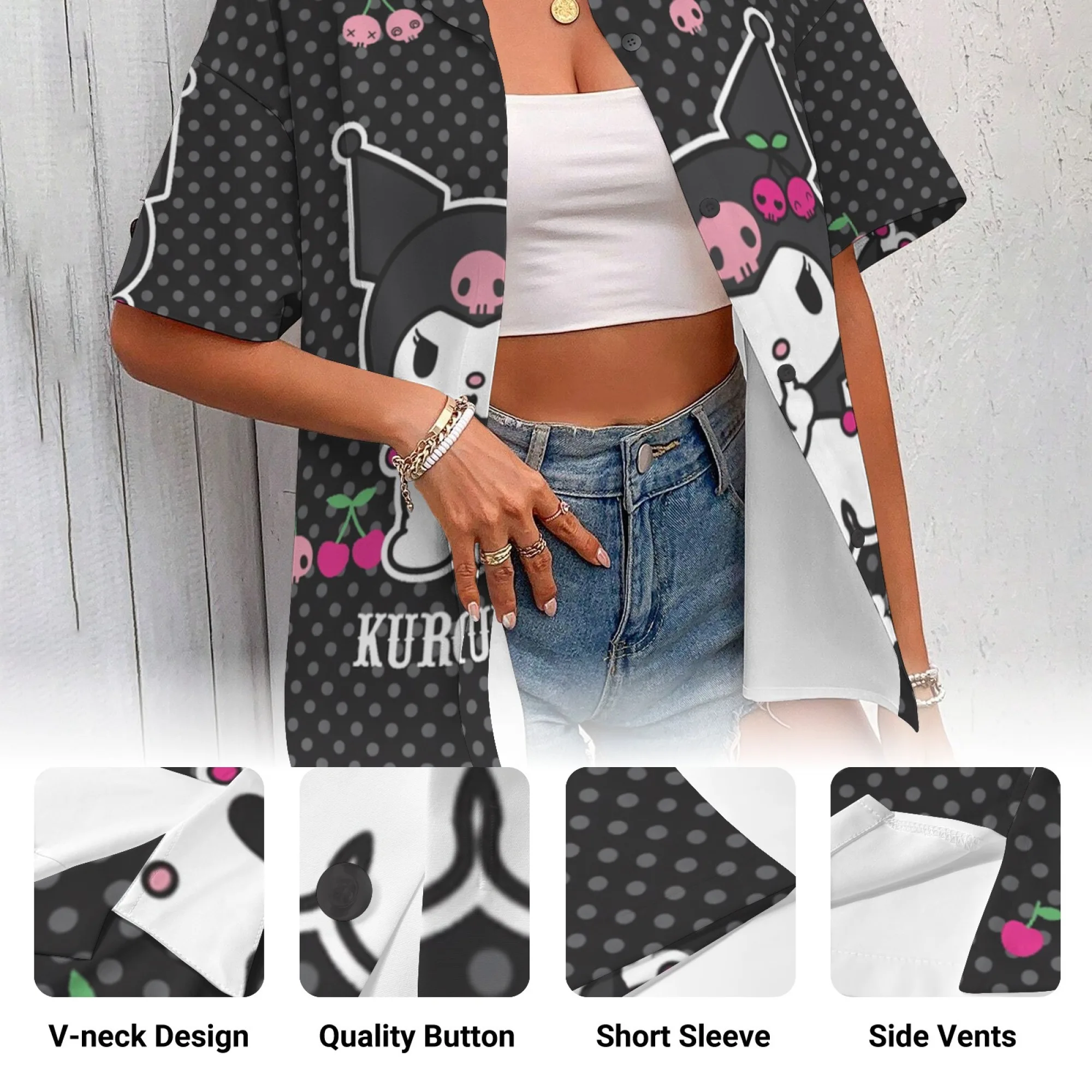ملابس امرأة Kuromi قميص امرأة رخيصة Kuromi قمصان الجرافيك تي شيرت الكورية مراجعات العديد من الملابس المتضخم تي شيرت المرأة Y2k