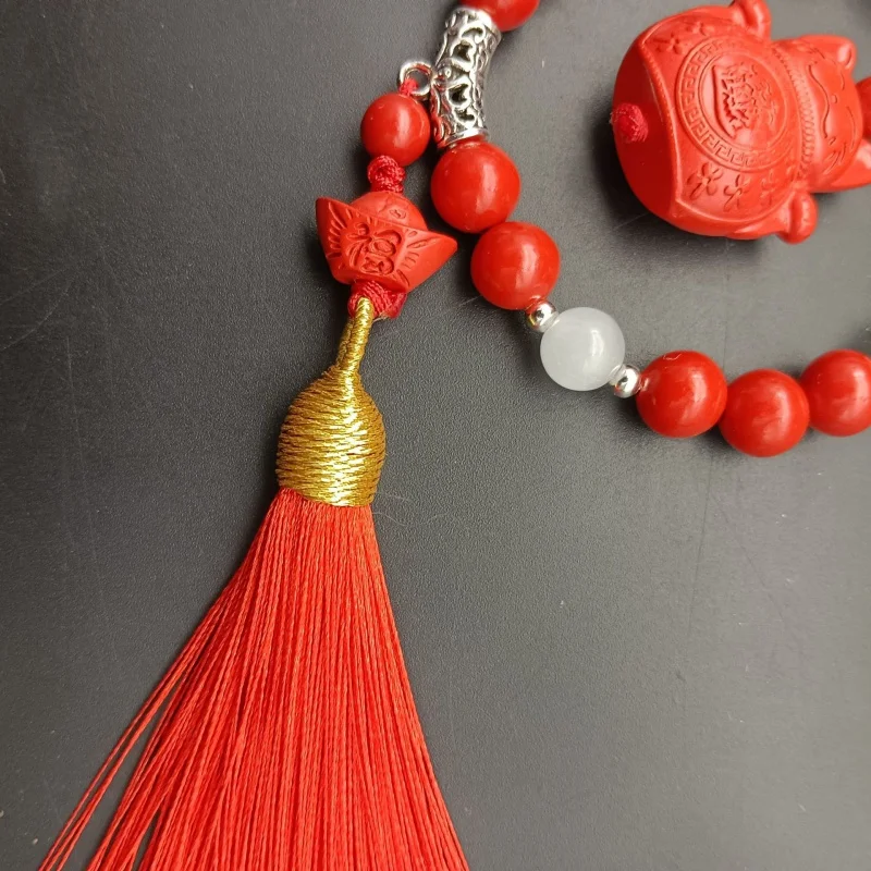 sand car bag hanging lucky hand-made eye stitching red tassel festive pendant image 2