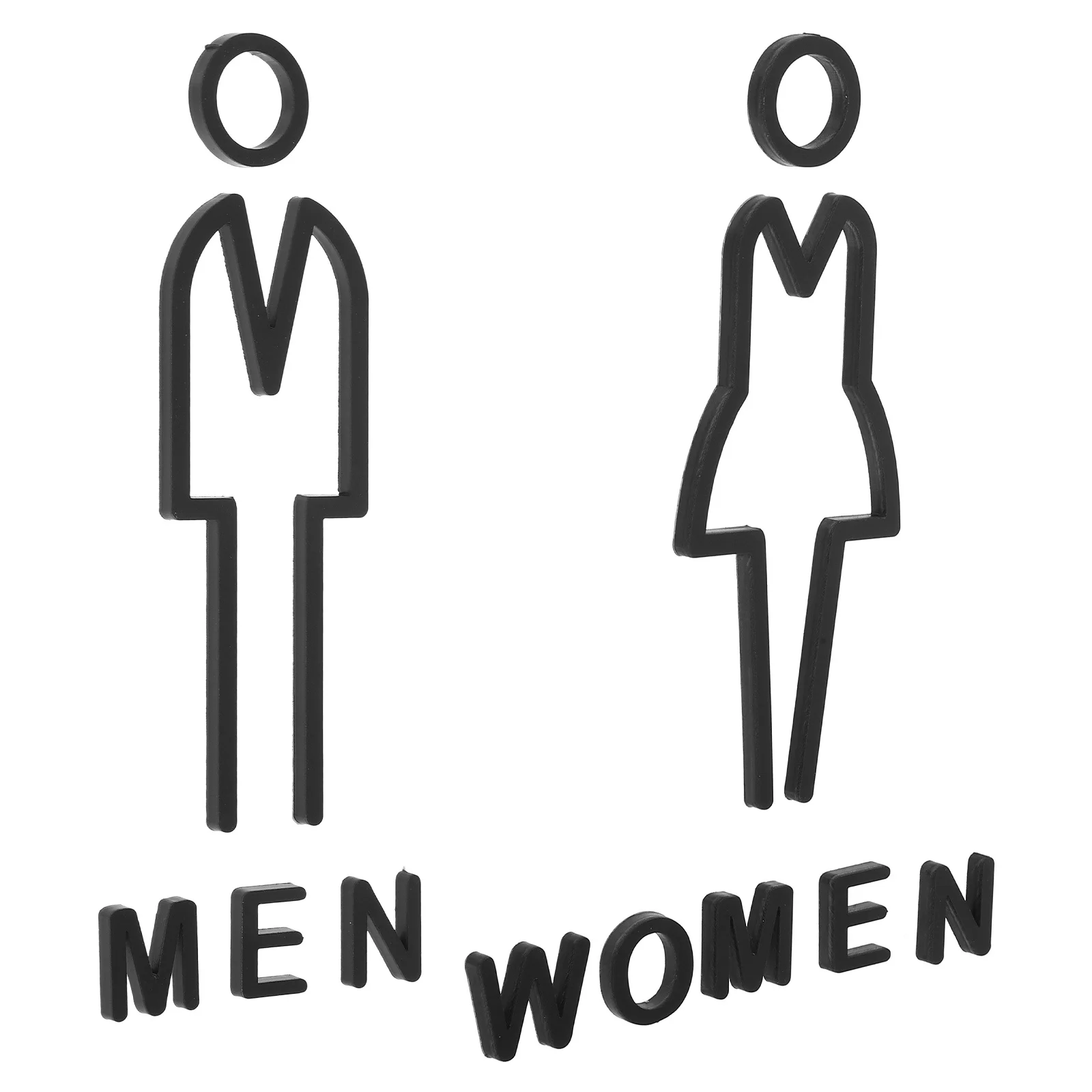 

Self-Adhesive Acrylic Bathroom Gender Signs Hollow Black Men Women Restroom Door Label Public Restroom Sign Mens Room Sign