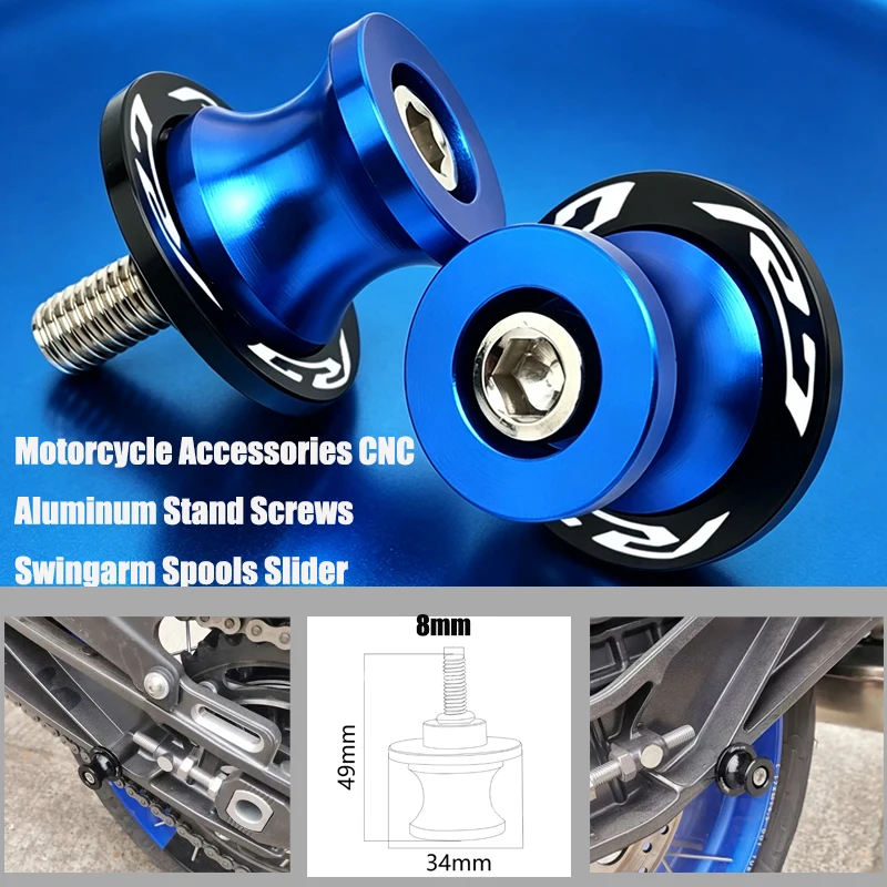 Motorcycle Accessories | For Yamaha YZF-R7 YZF R7 YZFR7 2012-2023 2024 2025 Aluminium CNC Swingarm Spools Slider Screw Stand 6MM