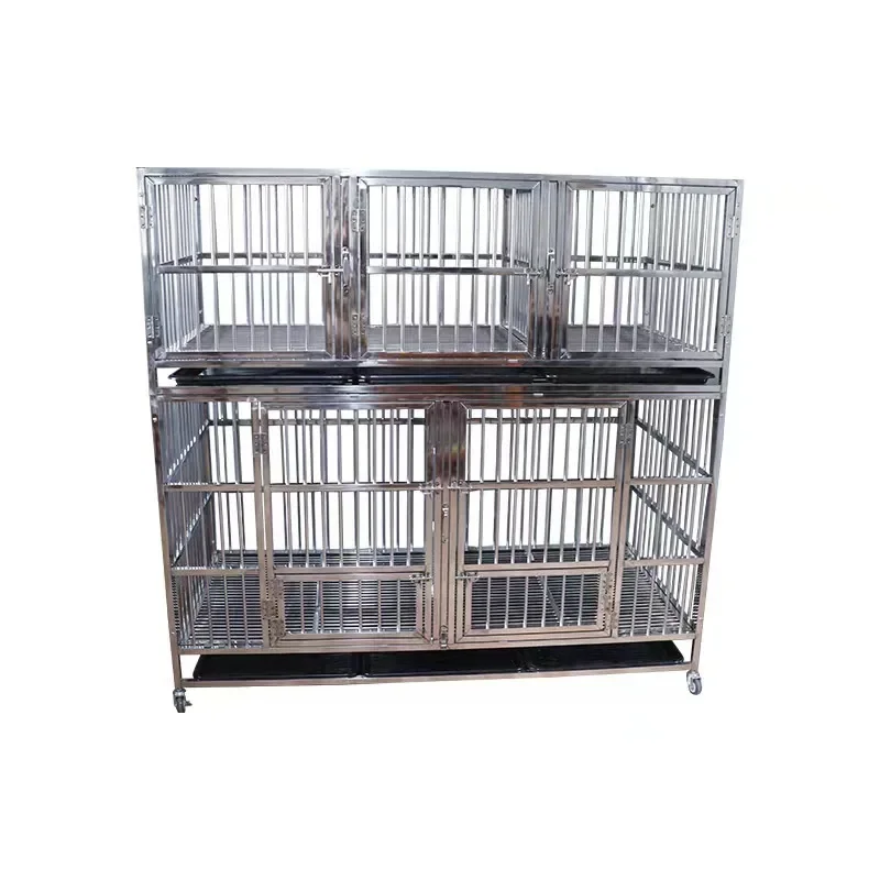 Stainless steel assembled dog cage thickened square tube dog cage laser full welding multi-layer combined dog cage.