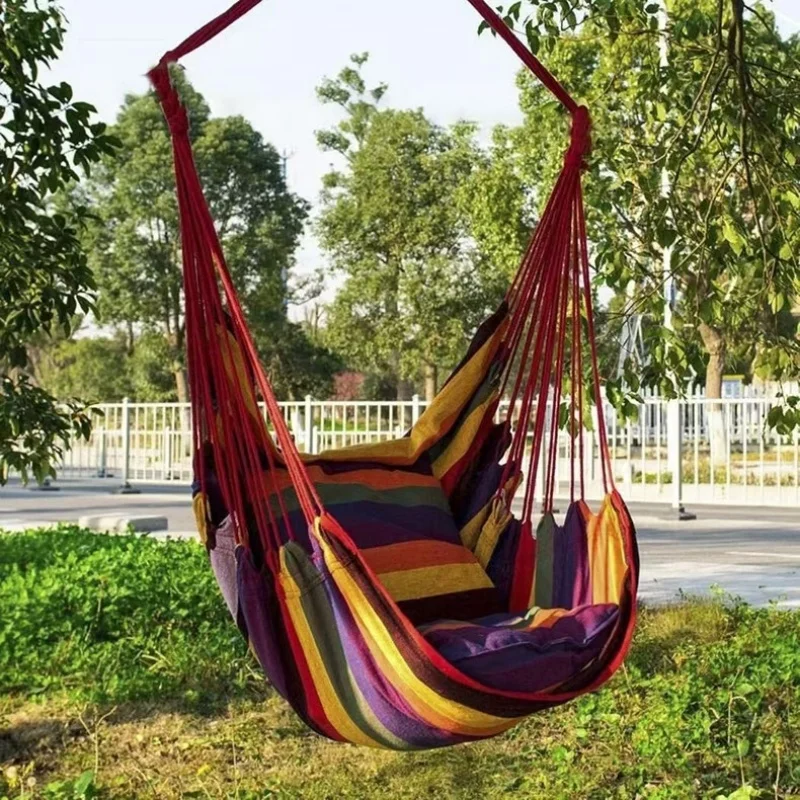 Outdoor Garden Swings Half-wrapped Canvas Hammock Chair Indoor Stress Reduction Hanging Chair Leisure Garden Chair