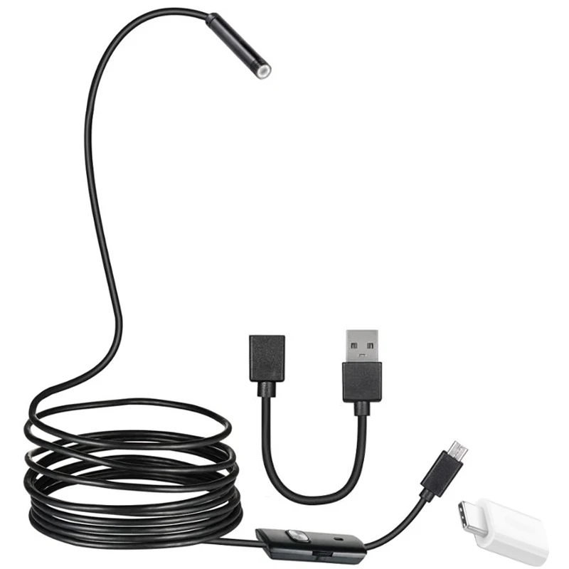 POWERMASTER 3 IN1 (MİCRO USB + C + PC) 7 MM illuminated 5 meter endoscope yad camera-ANDROID compatible