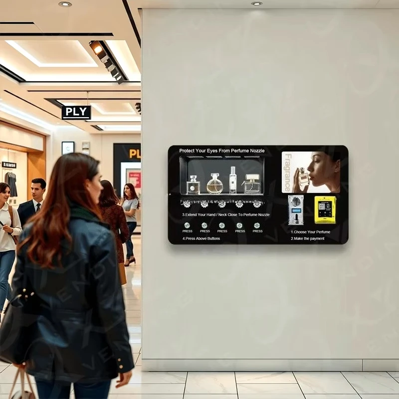 

Customized Fully Automatic Wall Mounted Perfume Spray Vending Machine Commercial Mall Hotel Retail Hot Sale