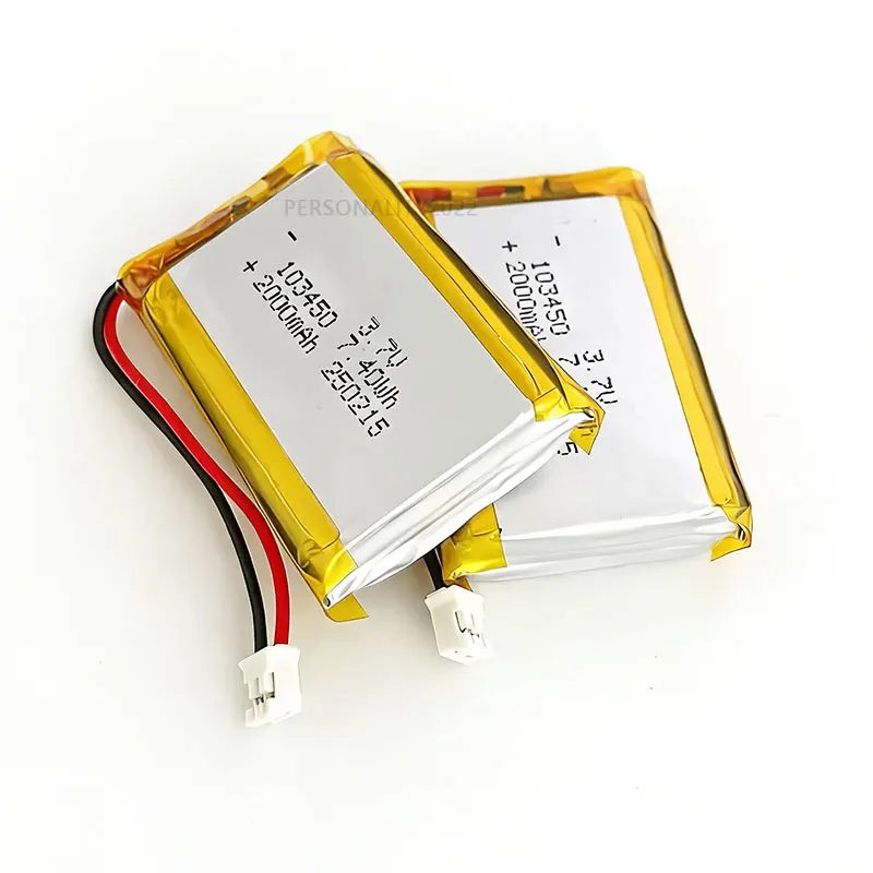 3.7V 2000mAh 103450 Lithium Polymer Battery JST PH2.0 Connector Rechargeable Lipo Batteries for Massage Car Navigation Pack