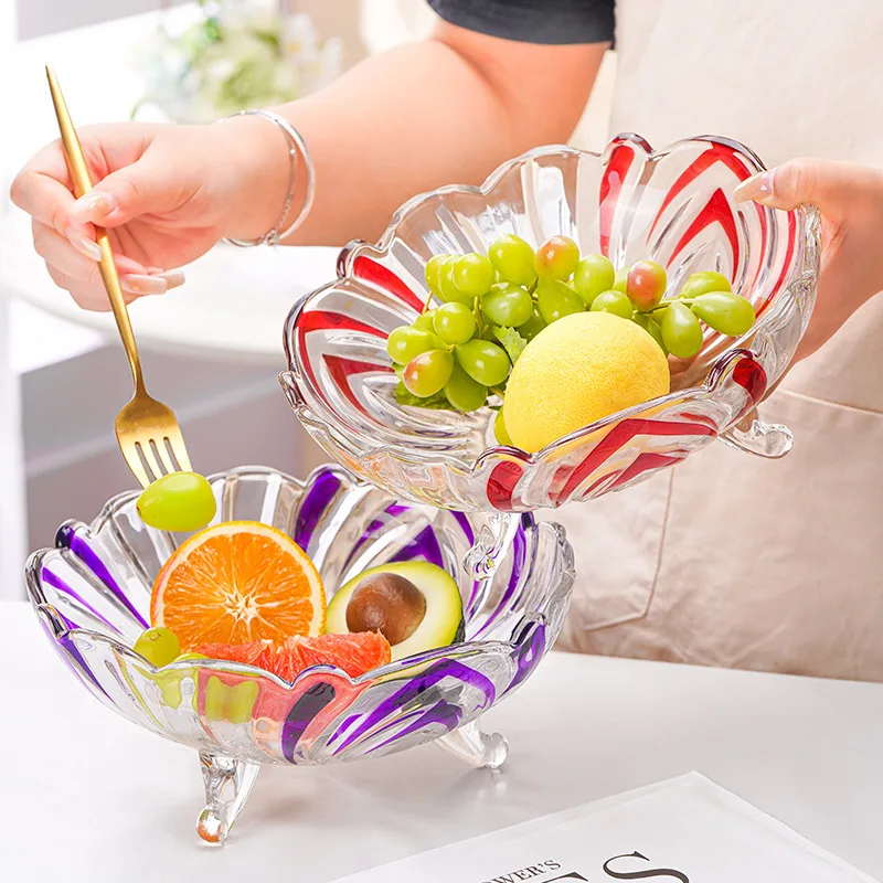 Nordic Style Home Modern Living Room Coffee Table Snack Plate Personality Creative Crystal Glass Fruit Plate Fruit Basin