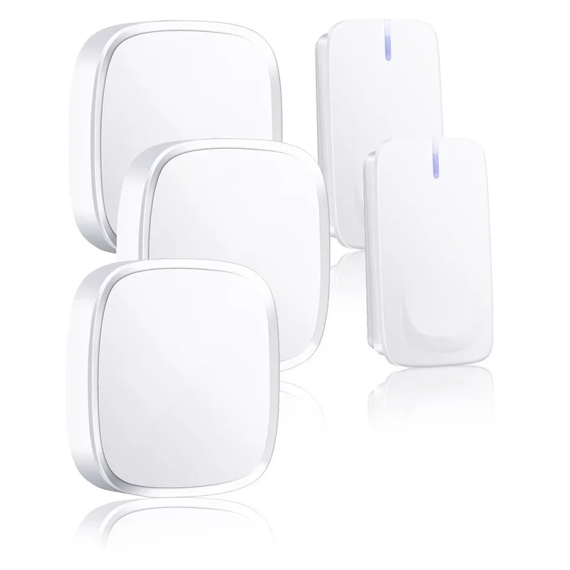 Wireless Doorbell LED 2 Button 3 Receiver Battery Powered 32 Tune Songs Ring Remote Control Home Security 100M Door Bell