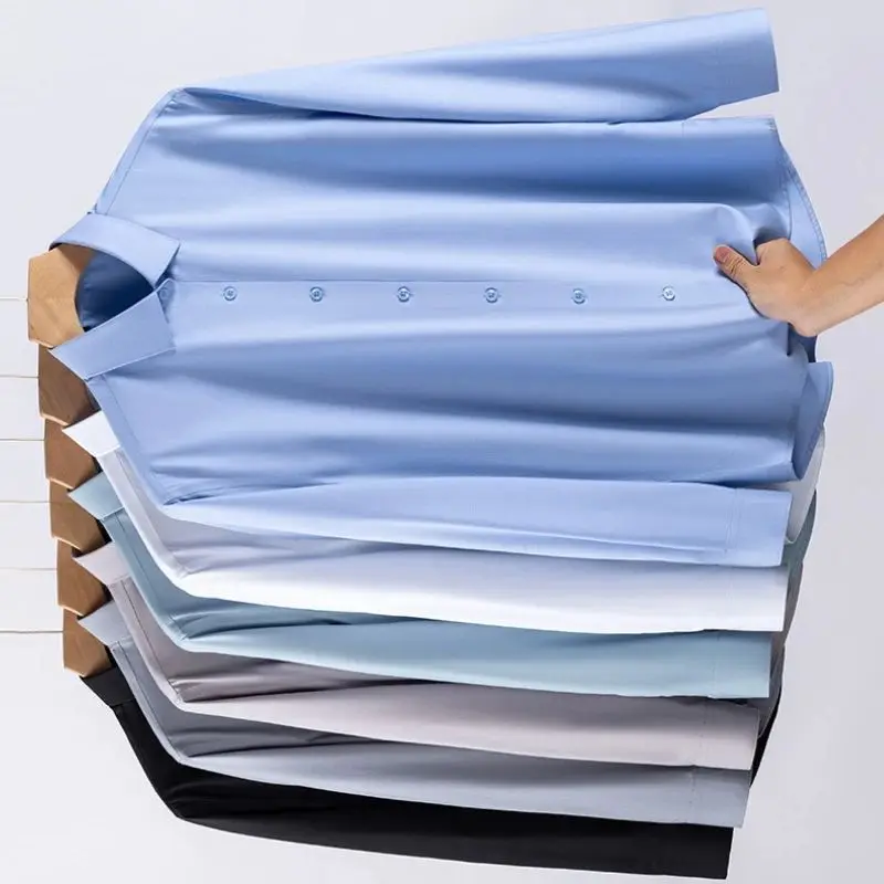 

New Modal Plus Size 10XL 9XL 8XL 7XL long sleeves Men Shirts Short Sleeve Business formal oversized office blue white Shirt