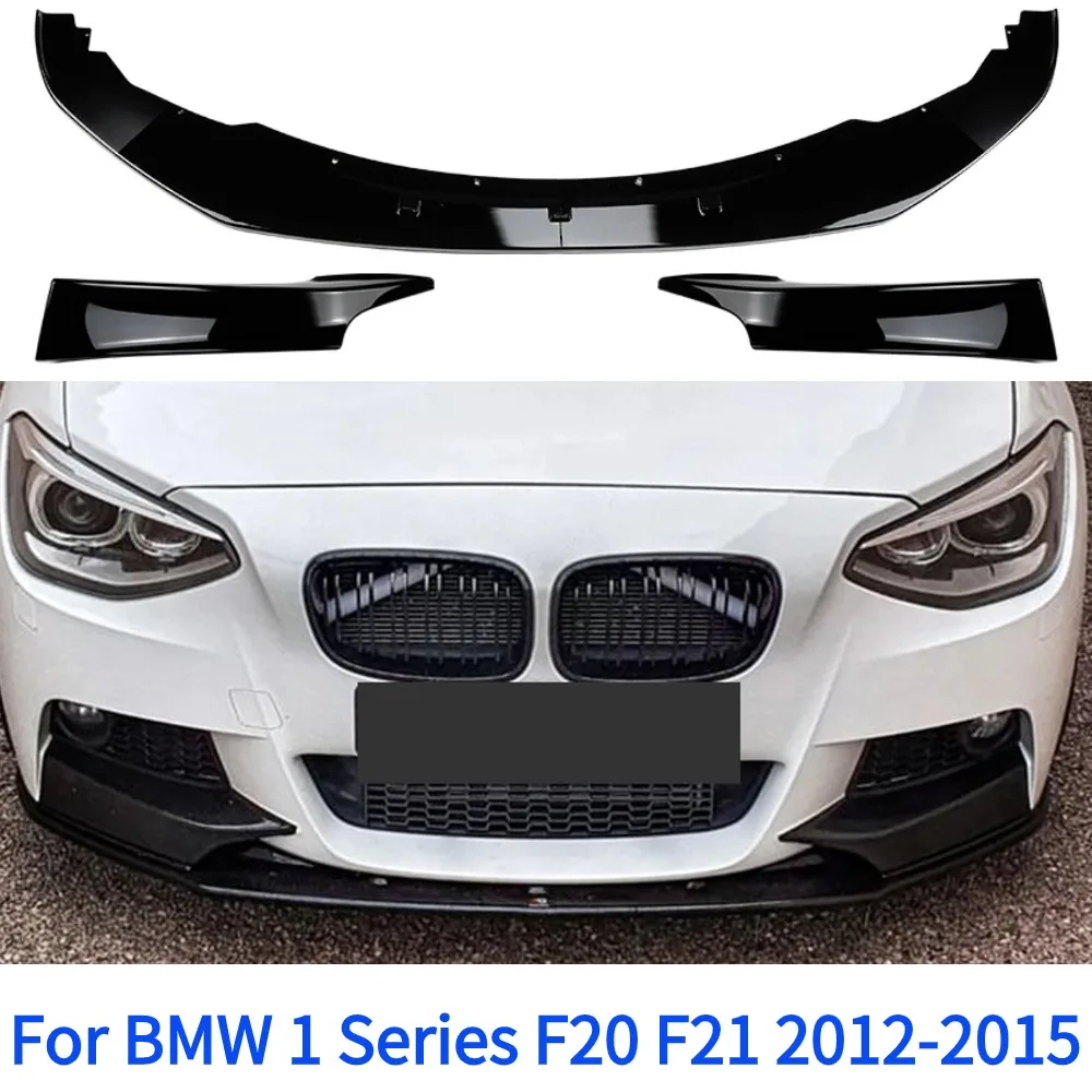 

4PCS/Set For BMW 1 Series F20 F21 120d 120i M135i Pre LCI 2012-2015 Glossy Black/ Carbon fiber M-Sport Car Front Bumper Splitt