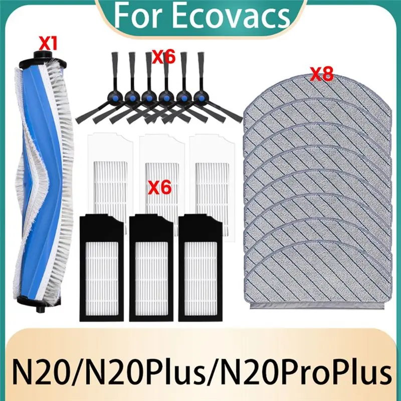 ABJN-Accessories Kit For Ecovacs Deebot N20pro Plus/N20plus/N20 Vacuum Spare Parts Roller Brush Side Brush Filter Mop Cloths