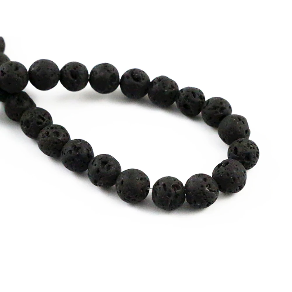 8mm 45pcs/string Natural Volcanic Stone Pure black Stone Round beads For jewelry making Wholesale and Retail-M7-09