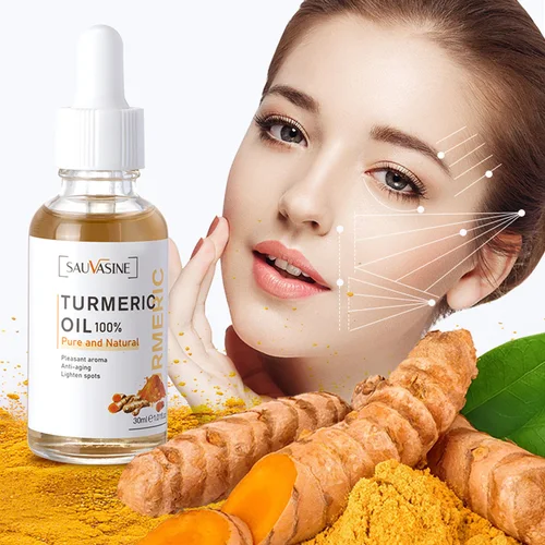 Imagen 2 del producto Aceite de cúrcuma para mujer, suero blanqueador antiedad, antiarrugas, Reduce líneas finas, manchas oscuras, ilumina la cara, 10ml, 30ml, 100%