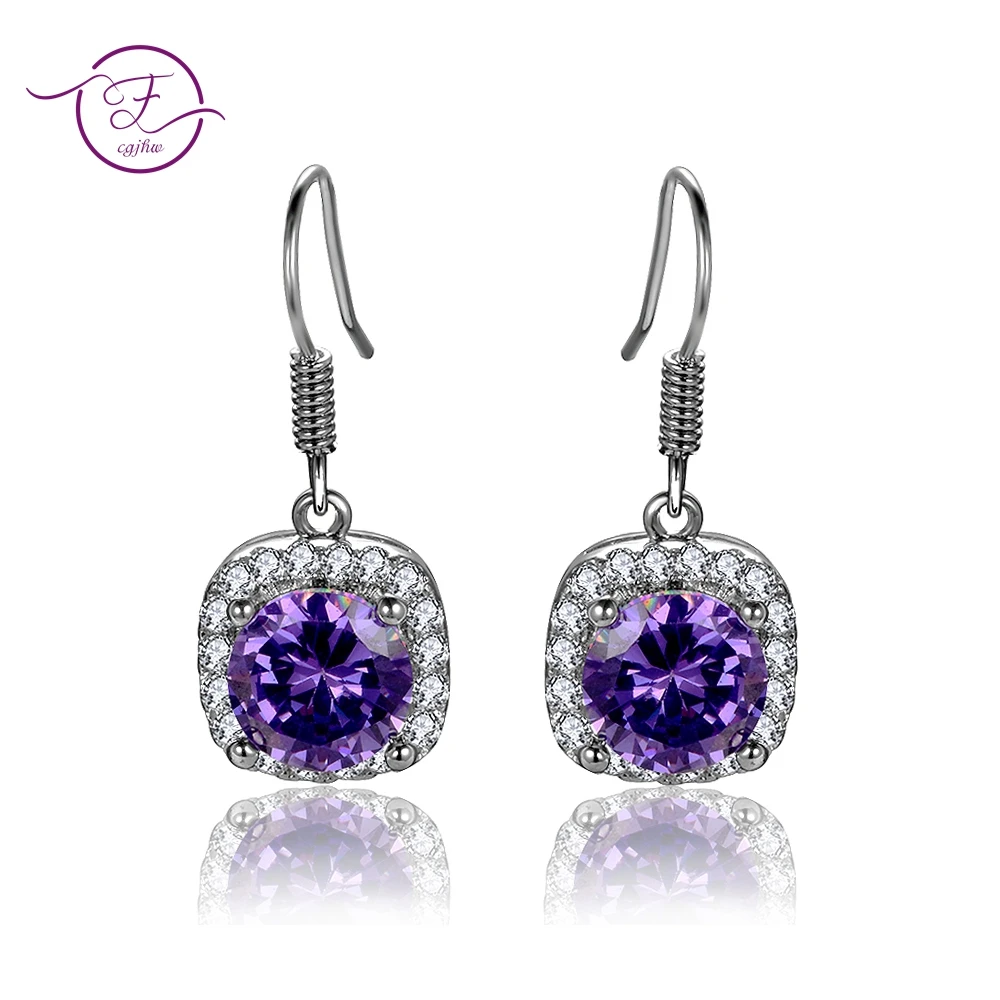 

Новые серьги-капли с натуральным аметистом для женщин, элегантные квадратные висячие серьги, подарок на свадьбу, день рождения, модные изысканные ювелирные изделия FCGJHW