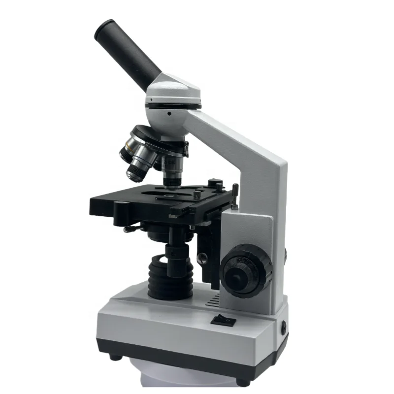 AOFUSEN B101 Student Biological Monocular Microscope 4X-100X Oil Objectives LED Illumination Abbe Condenser 110x115mm Stage