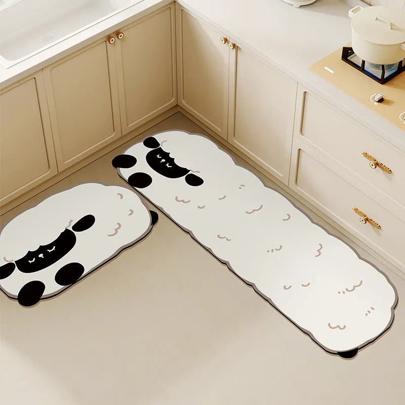 VIKAMA Cute Sleepy Sheep Kitchen Runner Mat Waterproof Oilproof Non Slip Anti Fatigue Cartoon Animal Kitchen Floor Doormat