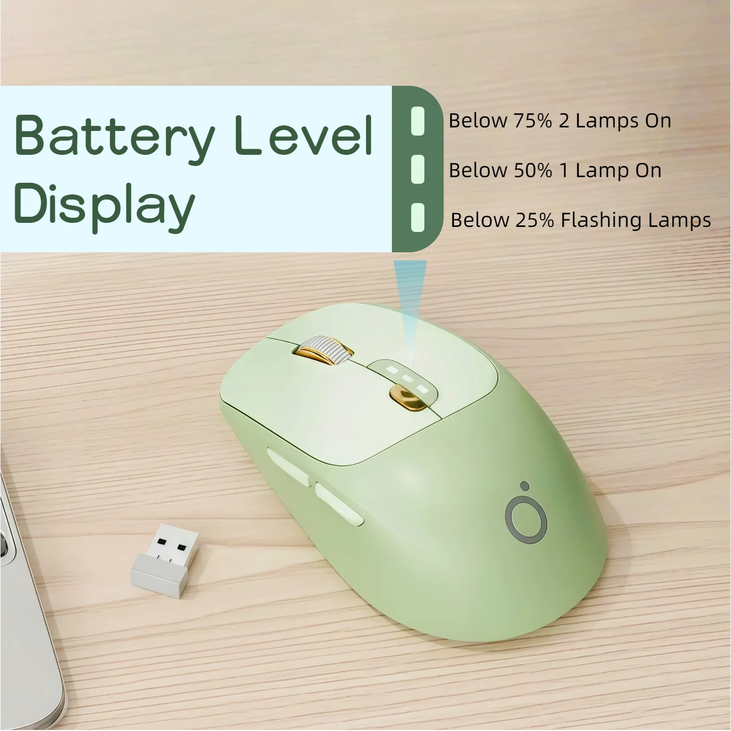 Silent Wireless Mouse Rechargeable Bluetooth 2.4G Dual Mode 3 DPI Adjustable Ergonomic Quiet Click Mice for Laptop PC Tablet Green Blue