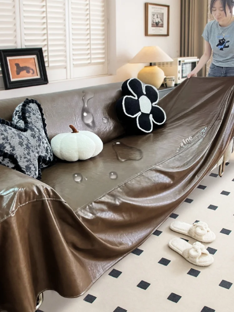 

Водонепроницаемый, непромокаемый чехол для дивана: современный, роскошный, полностью закрывающий, из вощеной кожи, устойчивый к царапинам, полная защита для дивана