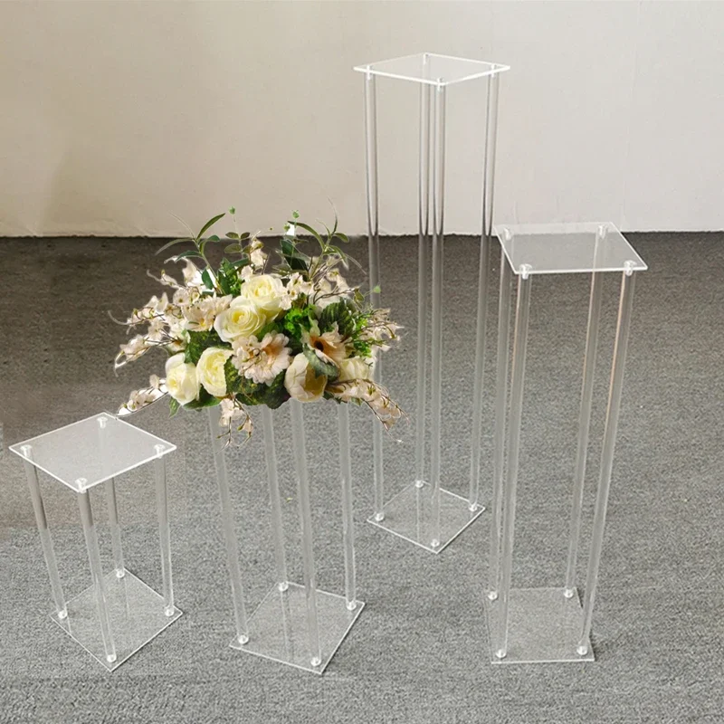 

Clear Square Acrylic Artificial Flower Stand Display Stand Dessert Table Wedding Centerpieces for Tables Birthday Party Decor