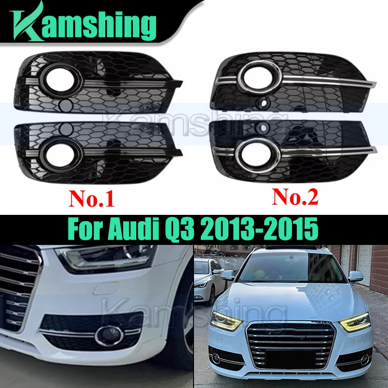 

1pair Car Front Bumper Foglight Frame For Audi Q3 2013-2015 Foglamp Cover Fog Light Grille