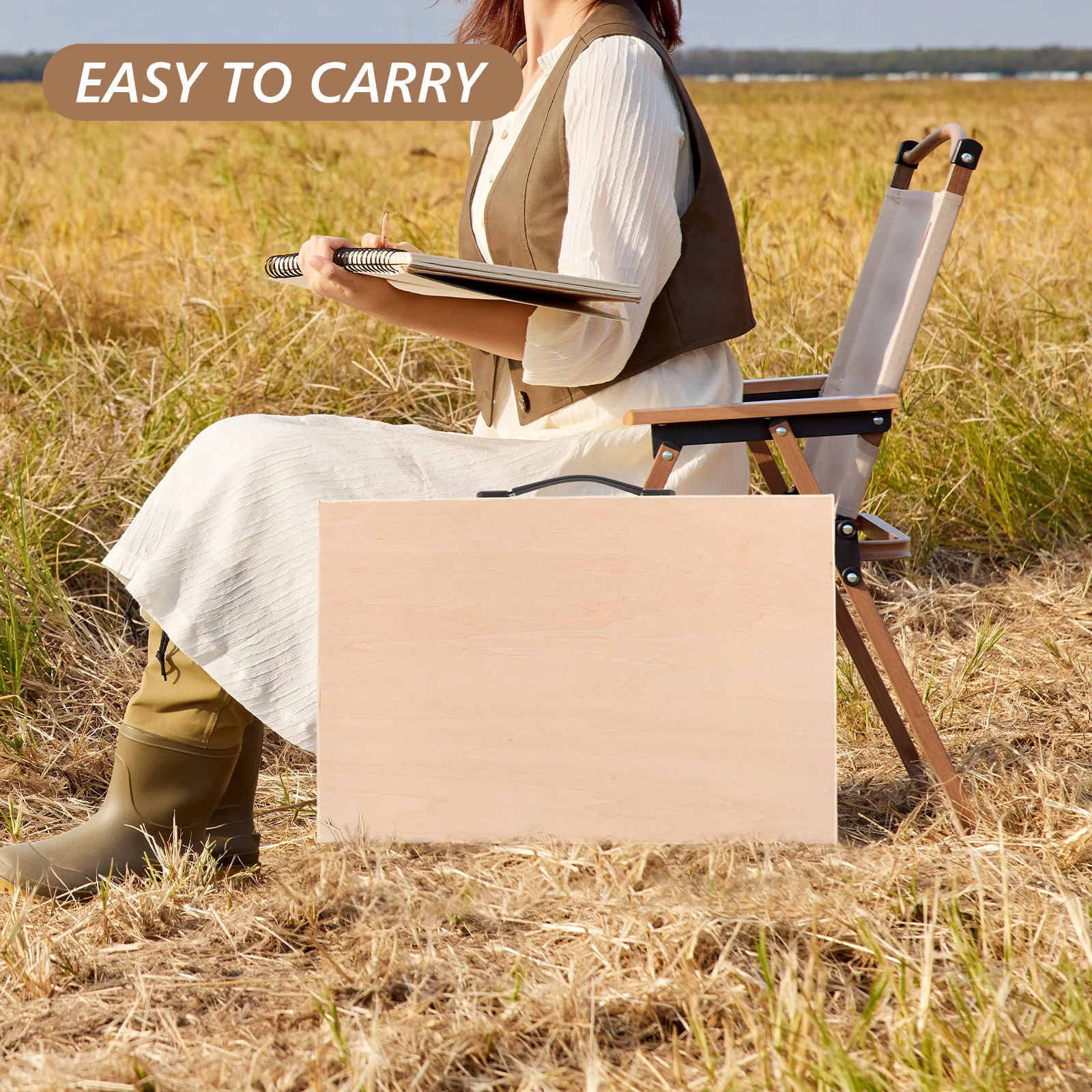 Portable Solid Wood Drawing Board 17.4x11.7x0.6 Inch Smooth Surface for Ideal Travel Sketching Tool Students Artists