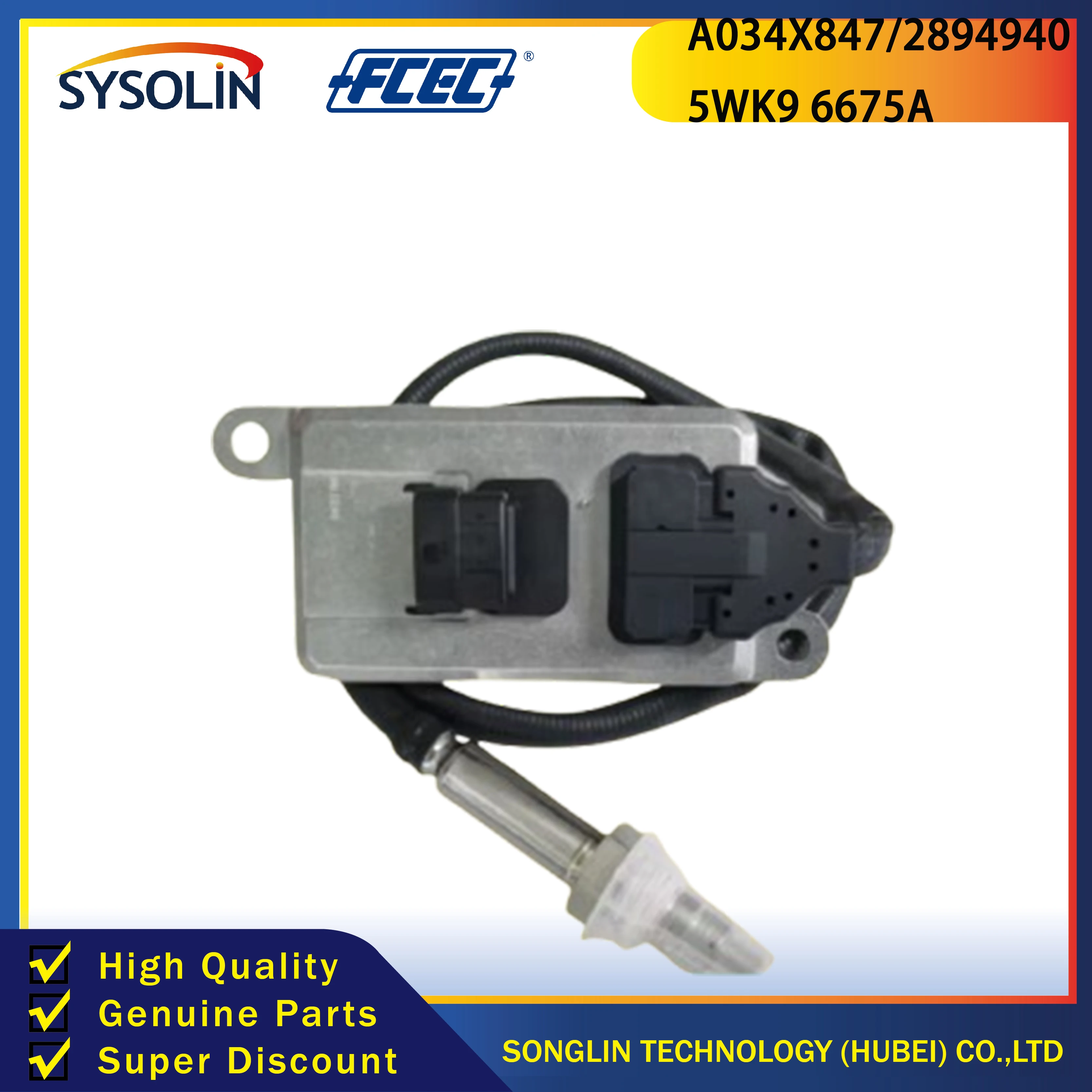 100% Tested Nitrogen Oxygen Sensor 5WK9 6675A NOX Sensor A034X847/2894940 5WK9 6675A For Truck