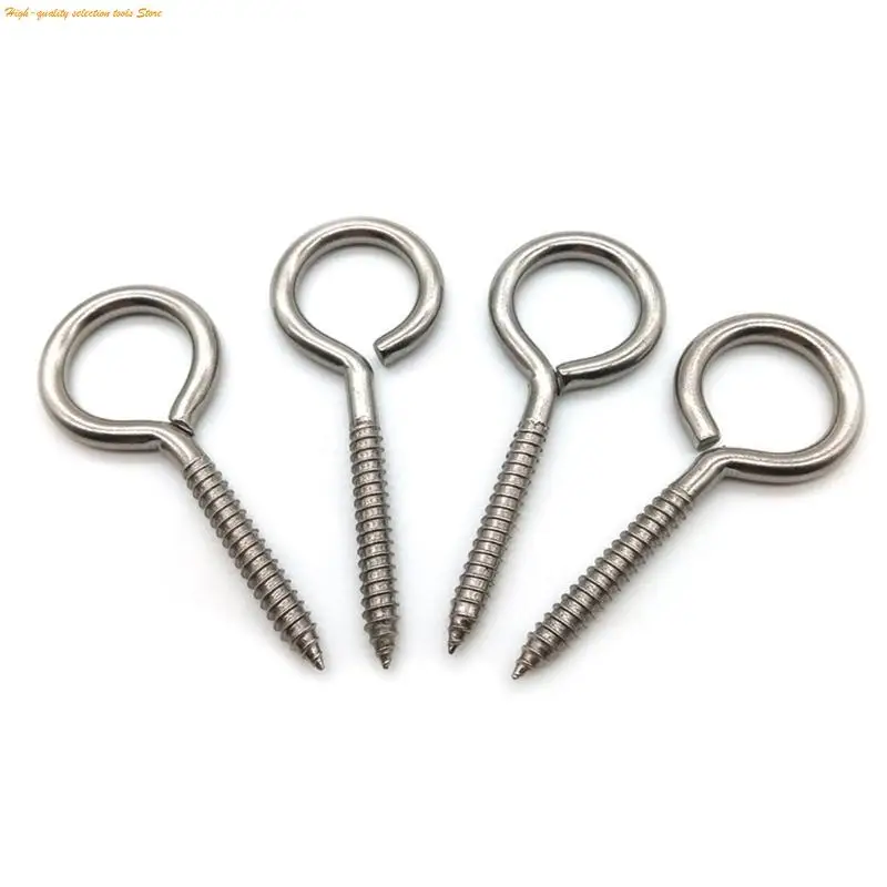 203F 20Pcs Tapping Screws Hook Eye-Shape Ring Hooks Ceiling Screw Hooks