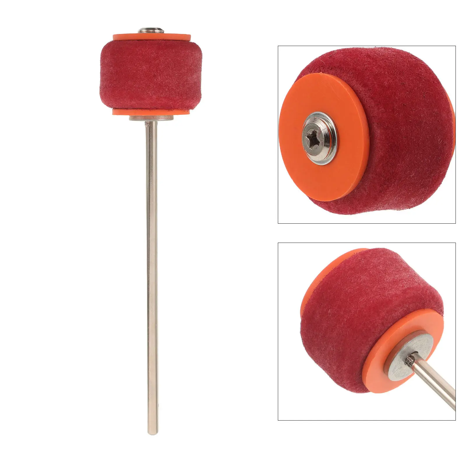 Felt Heavy Duty Red Orange Kick Drum Beater Head Jazz Drum Pedal Replacement Stage Studio Percussion Accessories