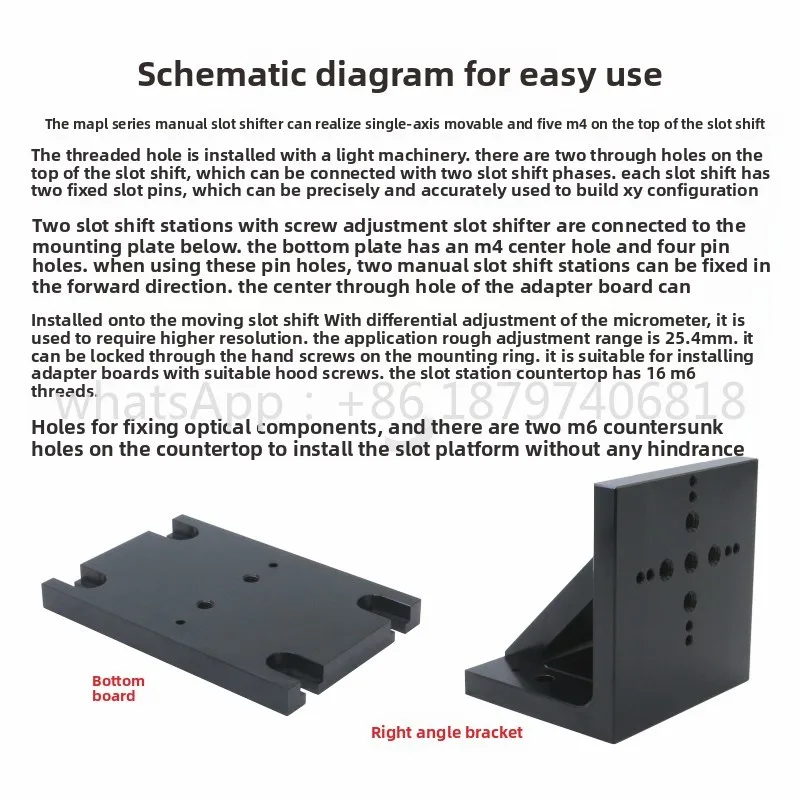 MAPL Manual Displacement Slide\ Side Drive\ Stroke 6.5mm\ XYZ\ Adapter Plate\ baseplate\ Right Angle Plate