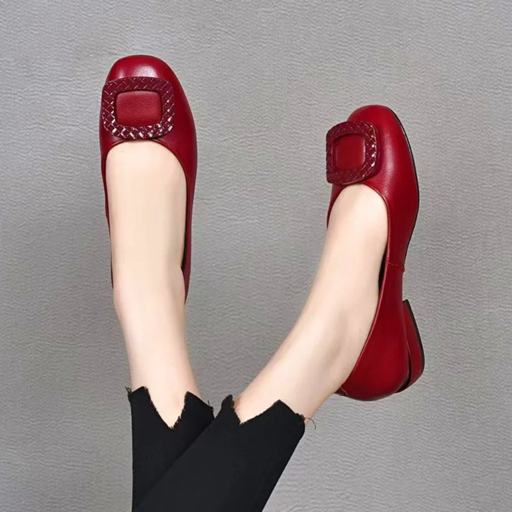 Soft Leather Cow Tendon Soft Sole Spring Autumn Women's Leather Shoes Festive Women's Summer Wedding Banquet Mother's Shoes