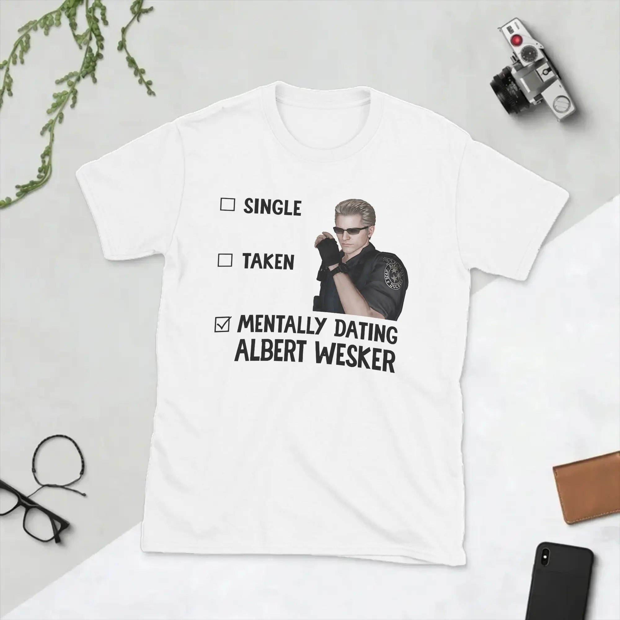 Albert Wesker Meme T Shirts Men's  100% Cotton Casual T-Shirts O Neck  Tees Short Sleeve Tops Plus Size