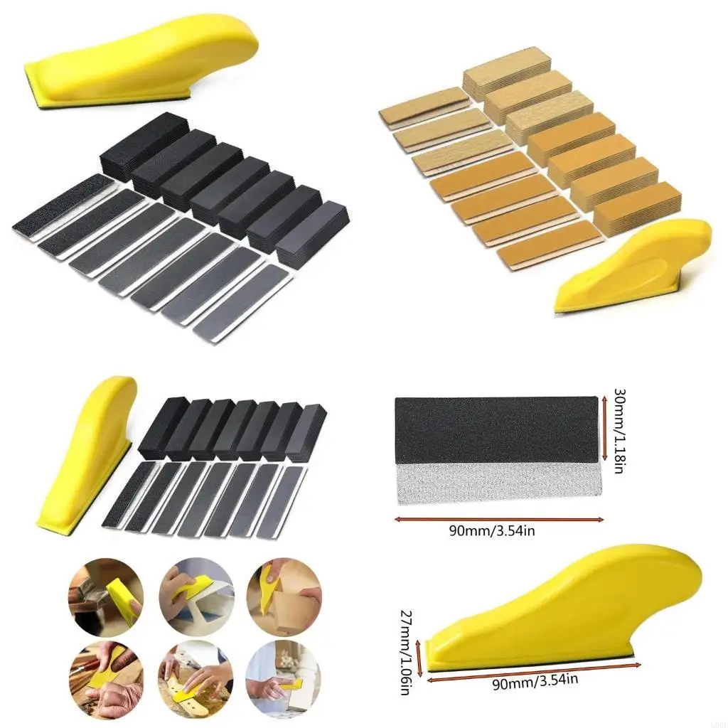

Handheld Sanding Block 71pcs Small Sander Craft Sandpaper Finger Sander Essential for Woodworking and Automotive Repair