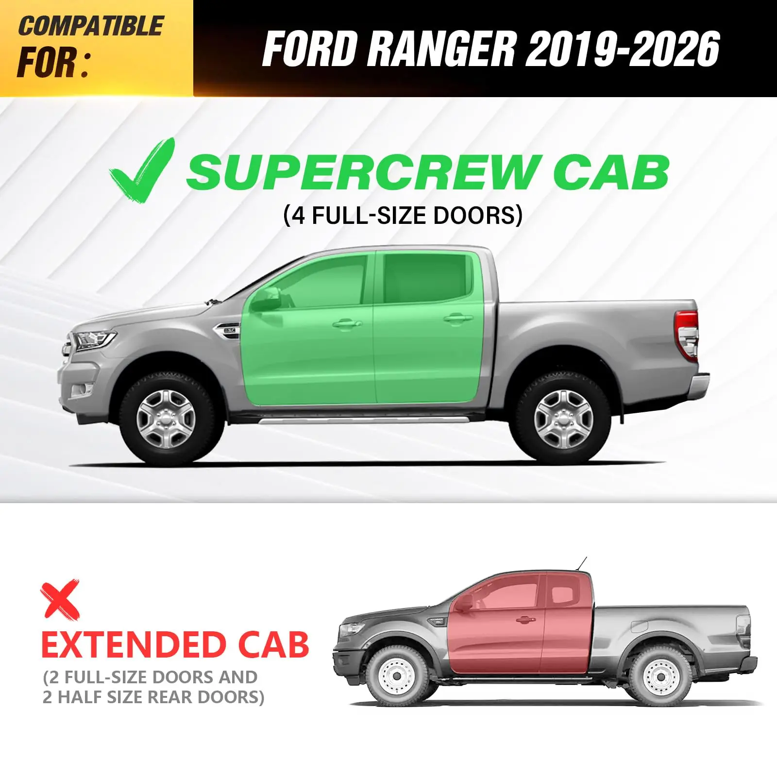 Running Boards for 2019-2026 Ford Ranger SuperCrew Side Steps