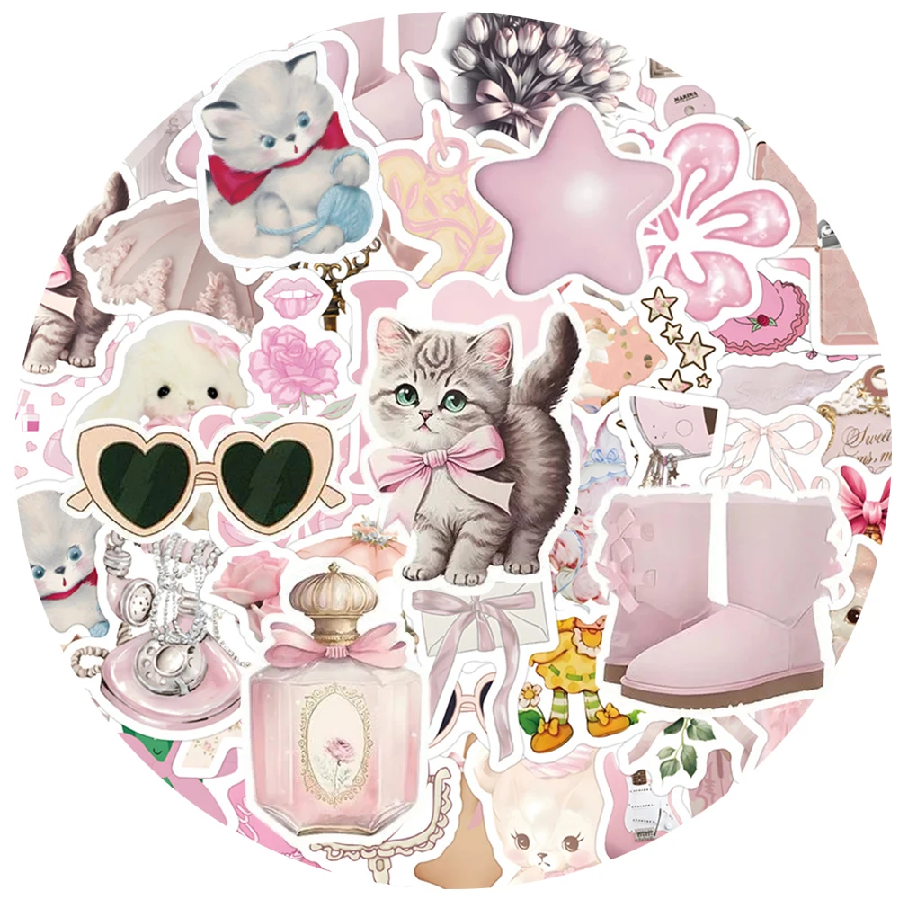 10/30/50 قطعة لطيف Ins نمط الوردي Coquette ملصقات الكرتون الجمالية الشارات مقاوم للماء DIY بها بنفسك الأمتعة المحمول الهاتف ملصق التعبئة