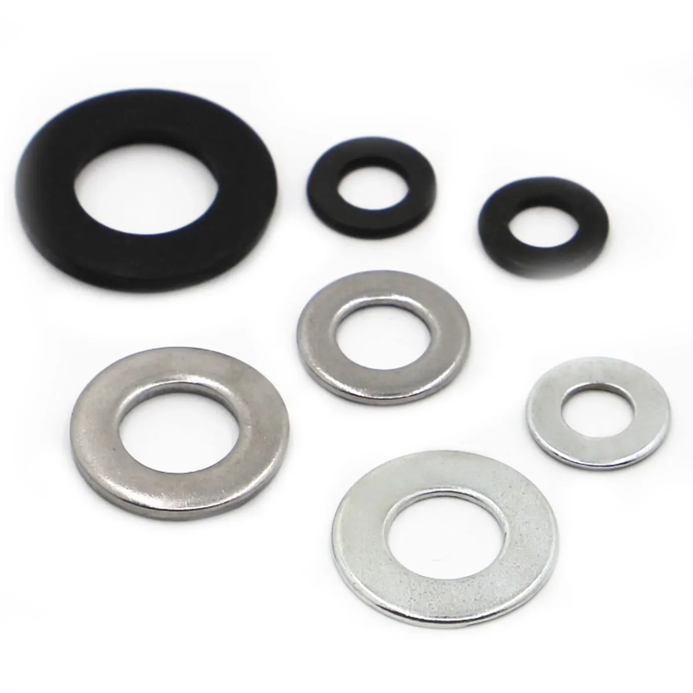 

M2 M2.5 M3 M4 M5 M6 M8 M10 M12 M16-M24 304 Stainless Steel Black White Zinc-plated Flat Washer Plain Washer Flat Gasket Rings