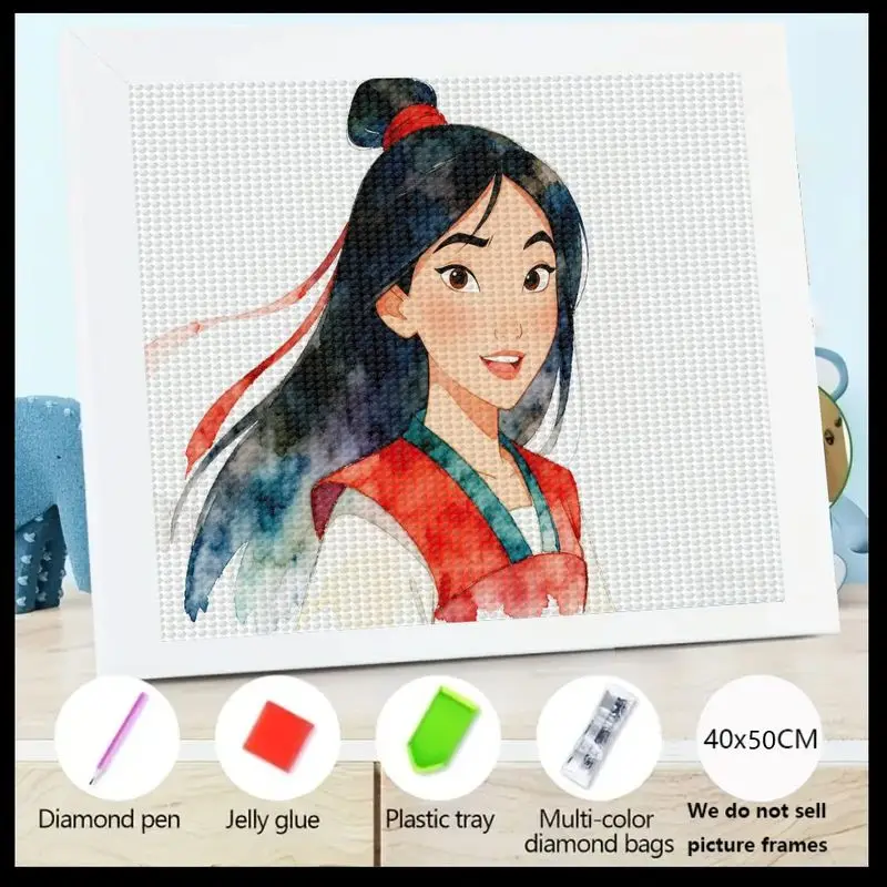 

1 шт. Disney Mulan 5D набор для алмазной живописи, полная дрель DIY мультфильм принцесса алмазный художественный набор, вышивка стразами крестиком Pa
