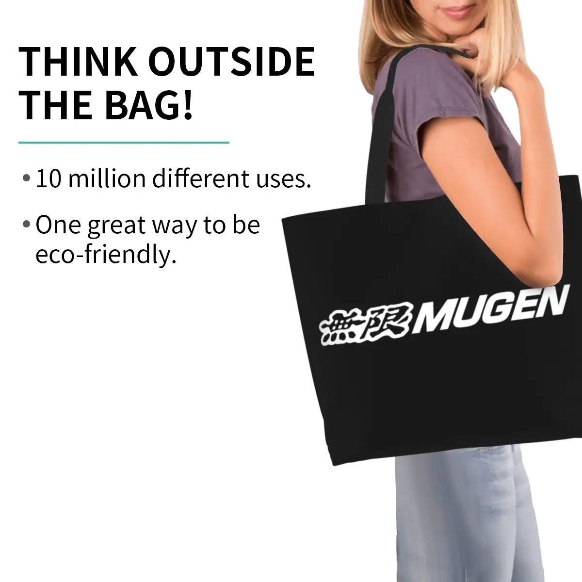 Mugen Power Shopping Tote Bag Canvas Large Capacity Shoulder Bags Shopper Grocery Handbag for Women