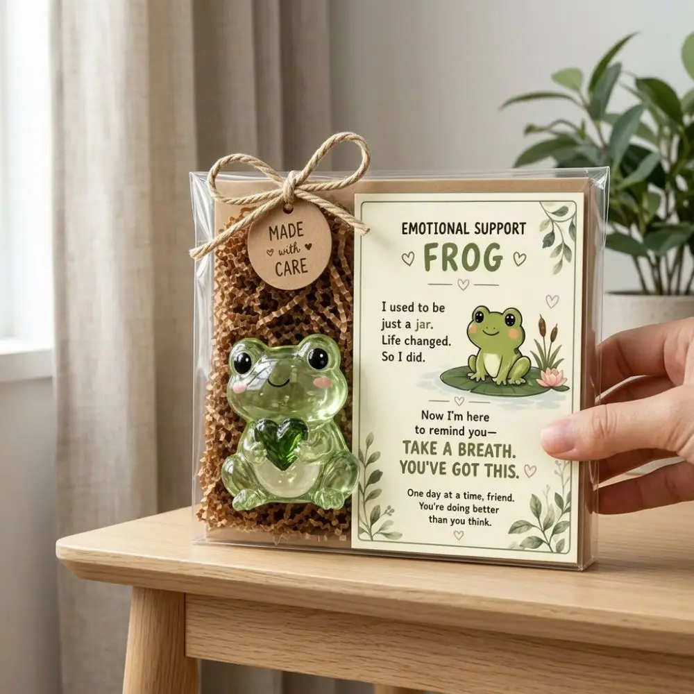 Cute Emotional Support Animal Gift Set Inspirational Card Resin Encouragement Card Gift Kit Heartwarming Motivational