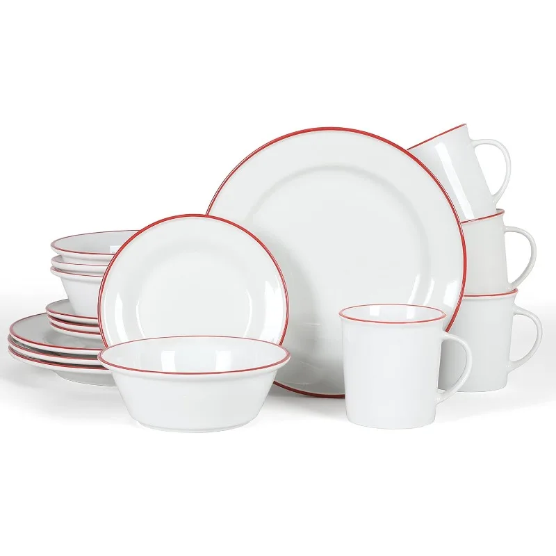 Cliffield 16 Pc Porcelain Dinnerware Set - White, Service for 4 (16pcs)