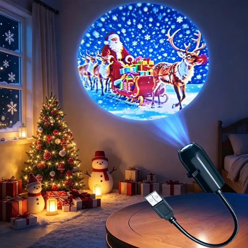 5V USB LED Christmas Night Light Projector 4 Modes Santa Pattern for Kids Bedroom Xmas Gift Decor