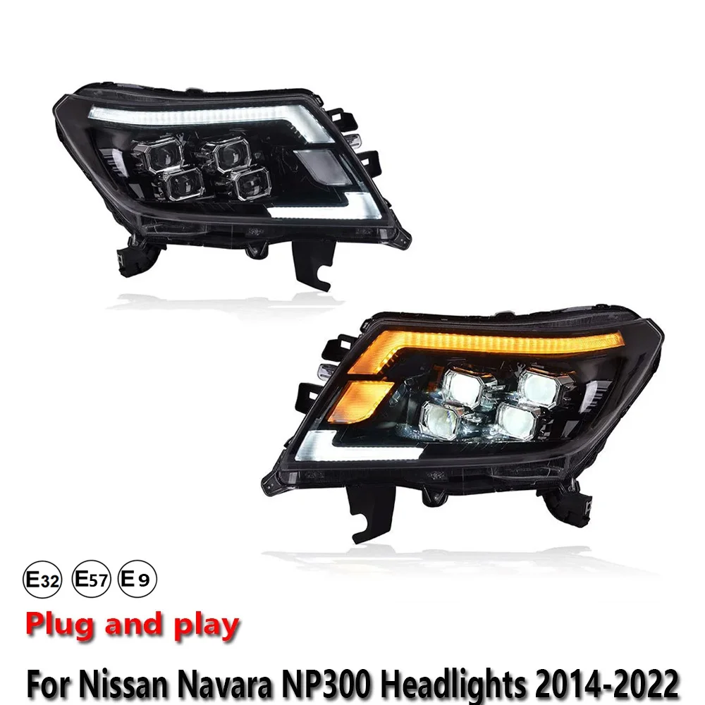 Car Accessories LED Headlight For Nissan Navara NP300 2014-2022 LED DRL Projector Front Headlamp Turn Signal Lamp Plug and Play