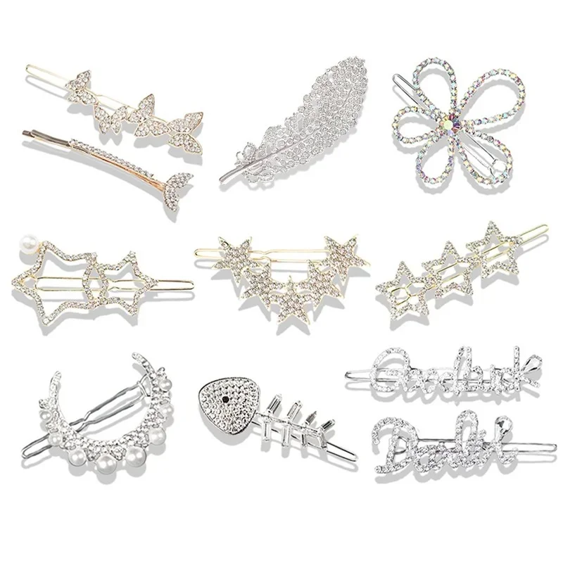 HairPin Crystal Rhine stone Wedding Hairpin Clip for Women Pearl