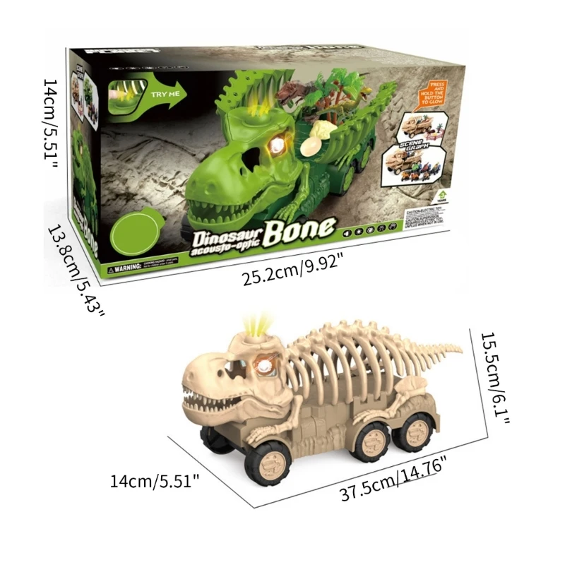 Véhicule électrique à tirer amusant, jouet Transport dinosaure, camion pour garçons filles, avec lumière son par