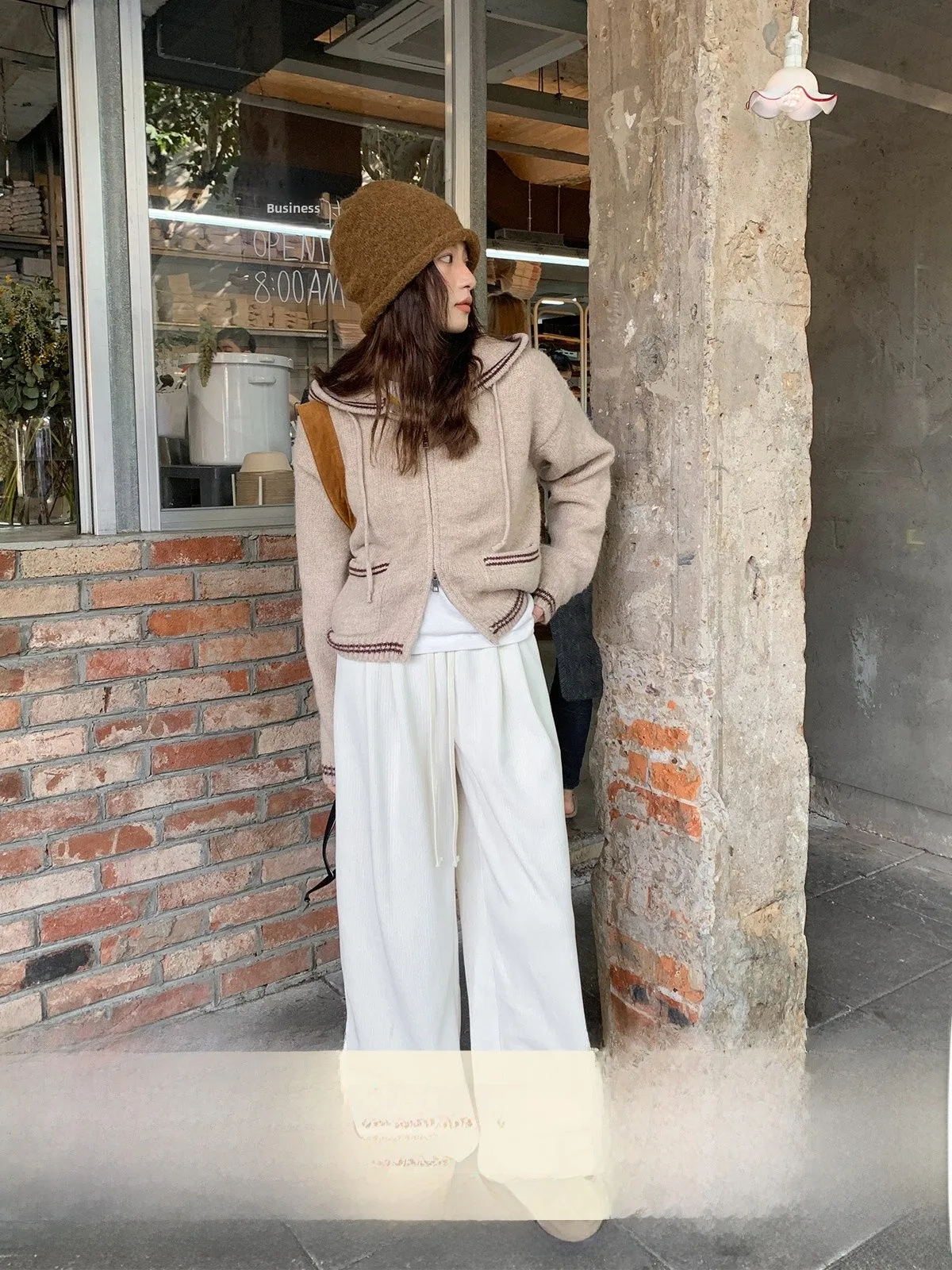 

Sisilyon Studio Lazy Sle Color Blo свитер с капюшоном и двойной молнией, кардиган, женский повседневный топ, корейская версия, свободный крой, вязаный