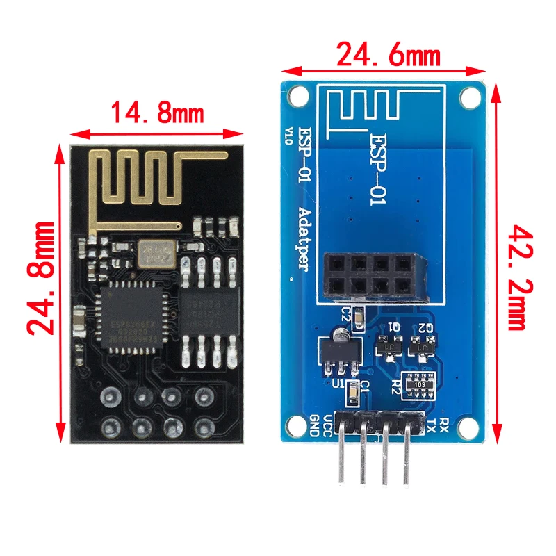 No��ESP8266 ESP-01 Serial WiFi Wireless Adapter Module 3.3V 5V Esp01 Breakout PCB Adapters Compatible For arduino
