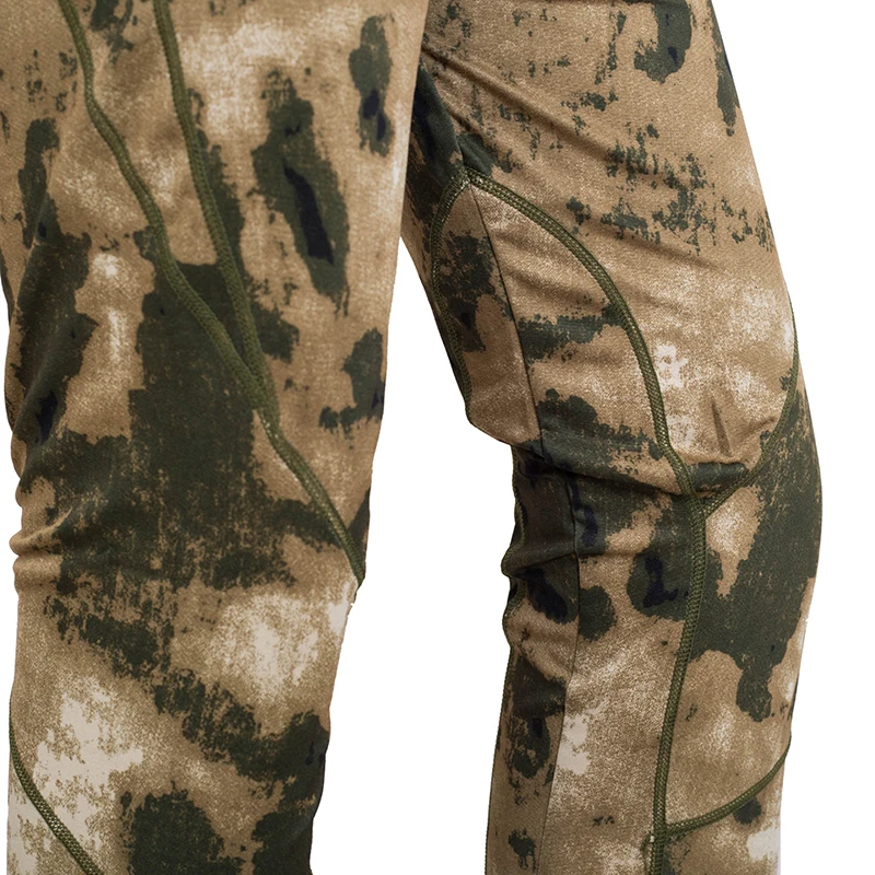 Conjunto de roupas íntimas térmicas camufladas masculinas, calça longa Johns, roupa quente para fitness, camisa elástica antimicrobiana, inverno