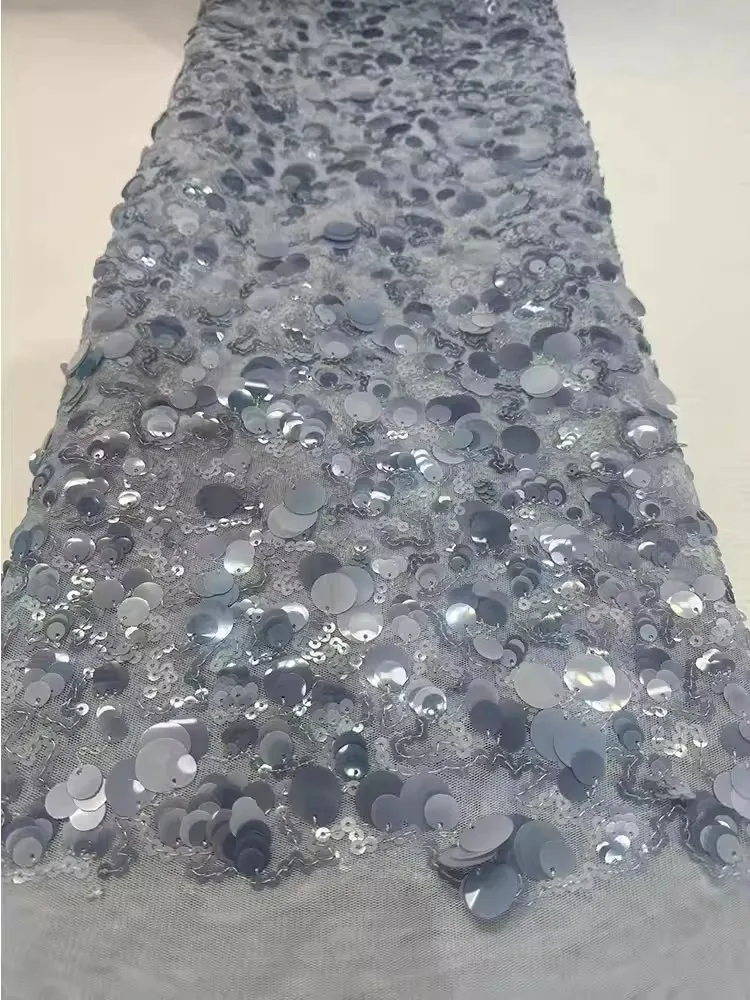 1yard luxury Gauze Fabrics Circular random pattern Sequin embroidery telas DIY Wedding Dress Cheongsam matirial fabric for dress