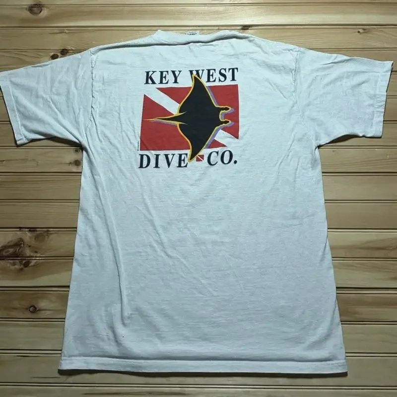 Vintage 90S Crazy T Shirt Key West Dive Company Hawaii Stingray Size Xl